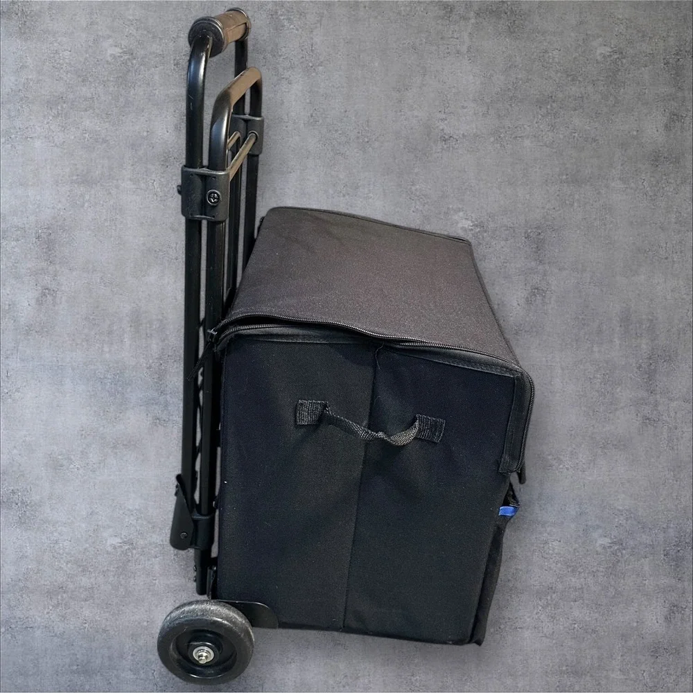 Creative Memories Rolling Tote Bag w/ Collapsible‎ Cart Black Vintage Scrapbook